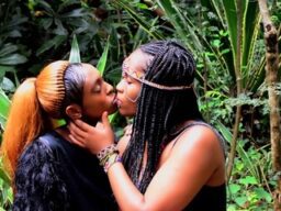 Ebony party queens outdoor lesbian makeout