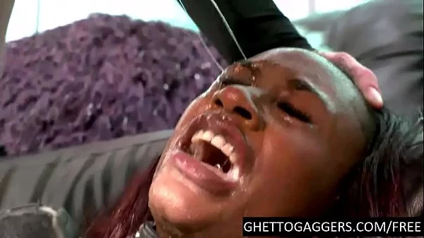 Skinny Ebony cocksucker gets barebacked in doggystyle