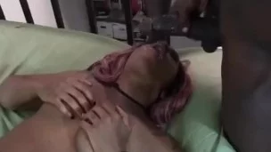 Black hubby films girl sucking white cock